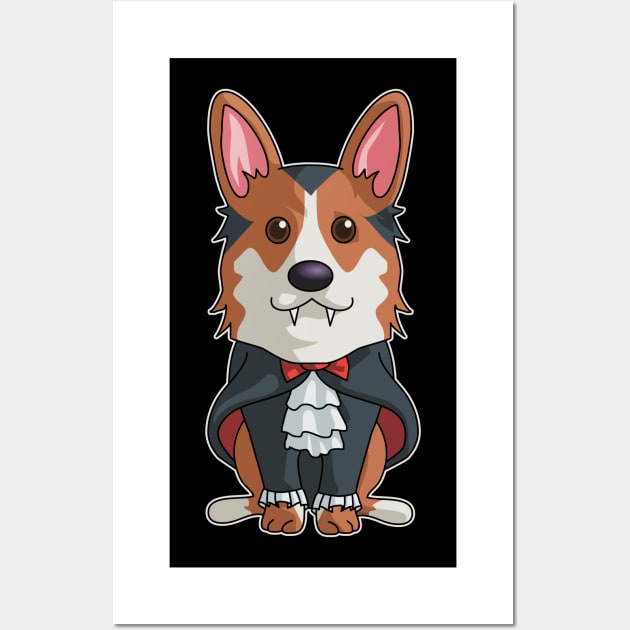 Cute Corgi Vampire Funny Vampire Halloween Gift for Dog Lovers Wall Art by Blink_Imprints10